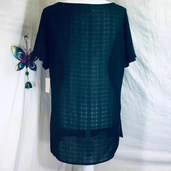 14th & Union Split Sleeve Sheer Striped Tunic Length Blouse NWT M Whimsigoth - Picture 3 of 6